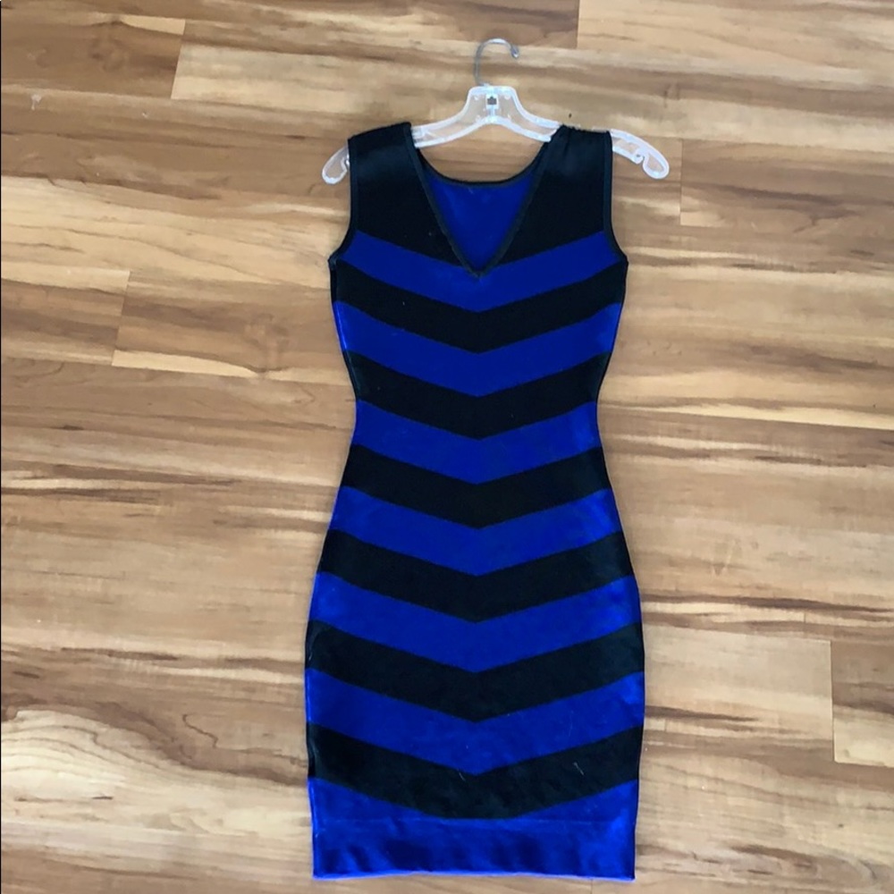 Ted Baker cobalt blue and black chevron dress.